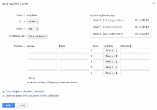 Rozšíření o ceny v AdWords